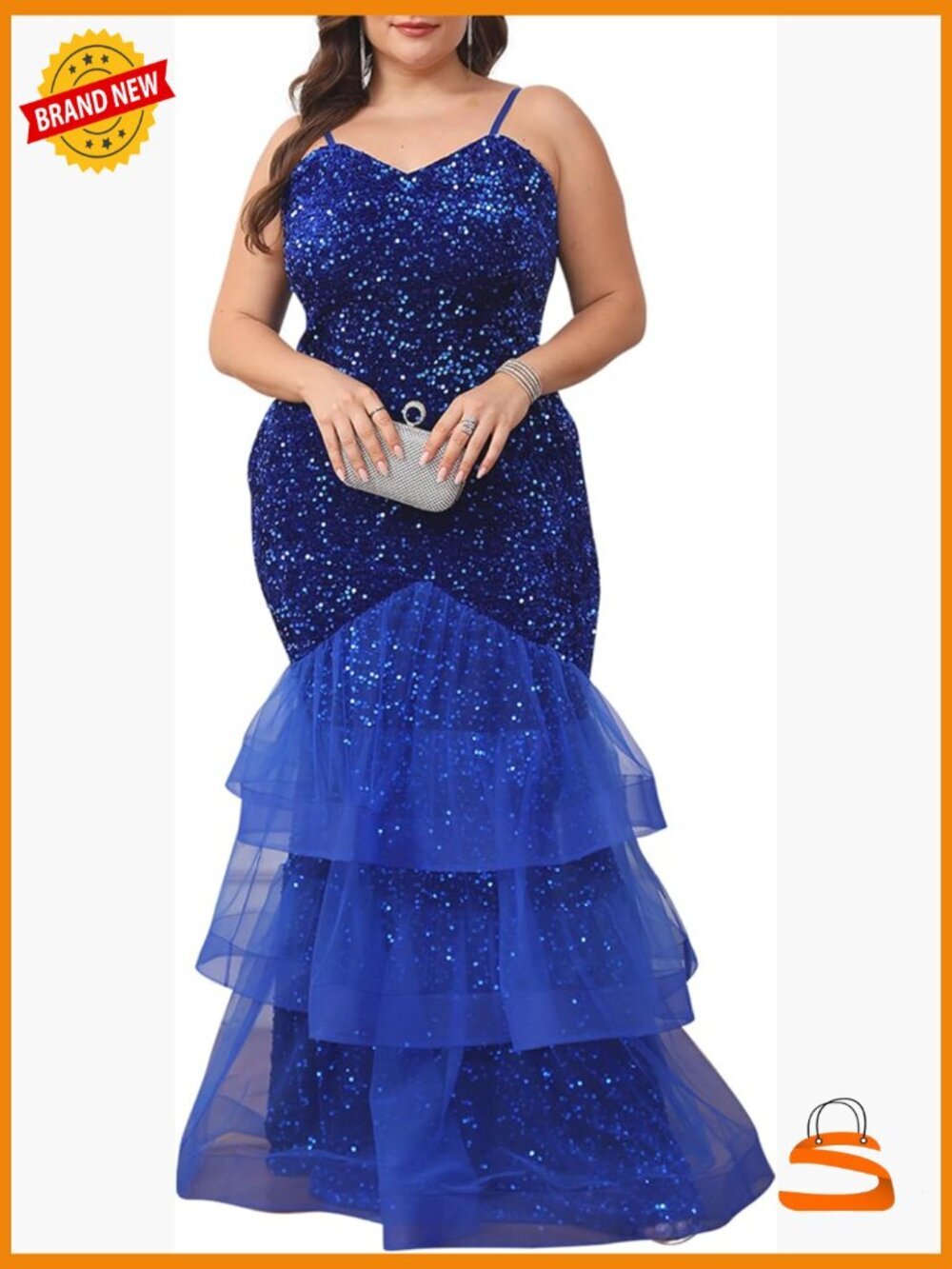 Sleeveless Sequin Mesh Patchwork Maxi Dress Plus Size Club Party Formal Gown